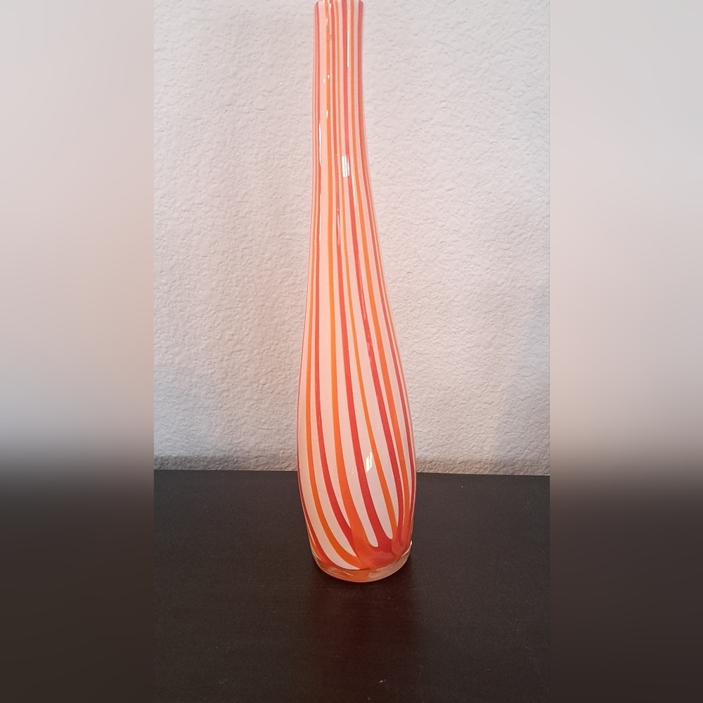 Vintage Murano Style Orange and White Bent Neck  Art Glass - Picture 4 of 5